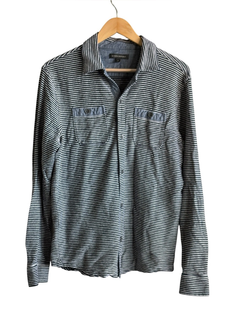 Banana Republic Button Down Striped Shirt Womens Size Large Minimalist